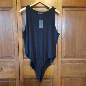 NWT Eloquii Black Sleeveless Tank Bodysuit Rayon Blend Basic Size 22